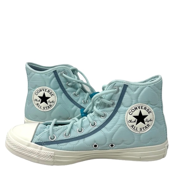 Converse Chuck Taylor High Polyester Blue Quilted Sneakers Women Size A08722C - Picture 2 of 8
